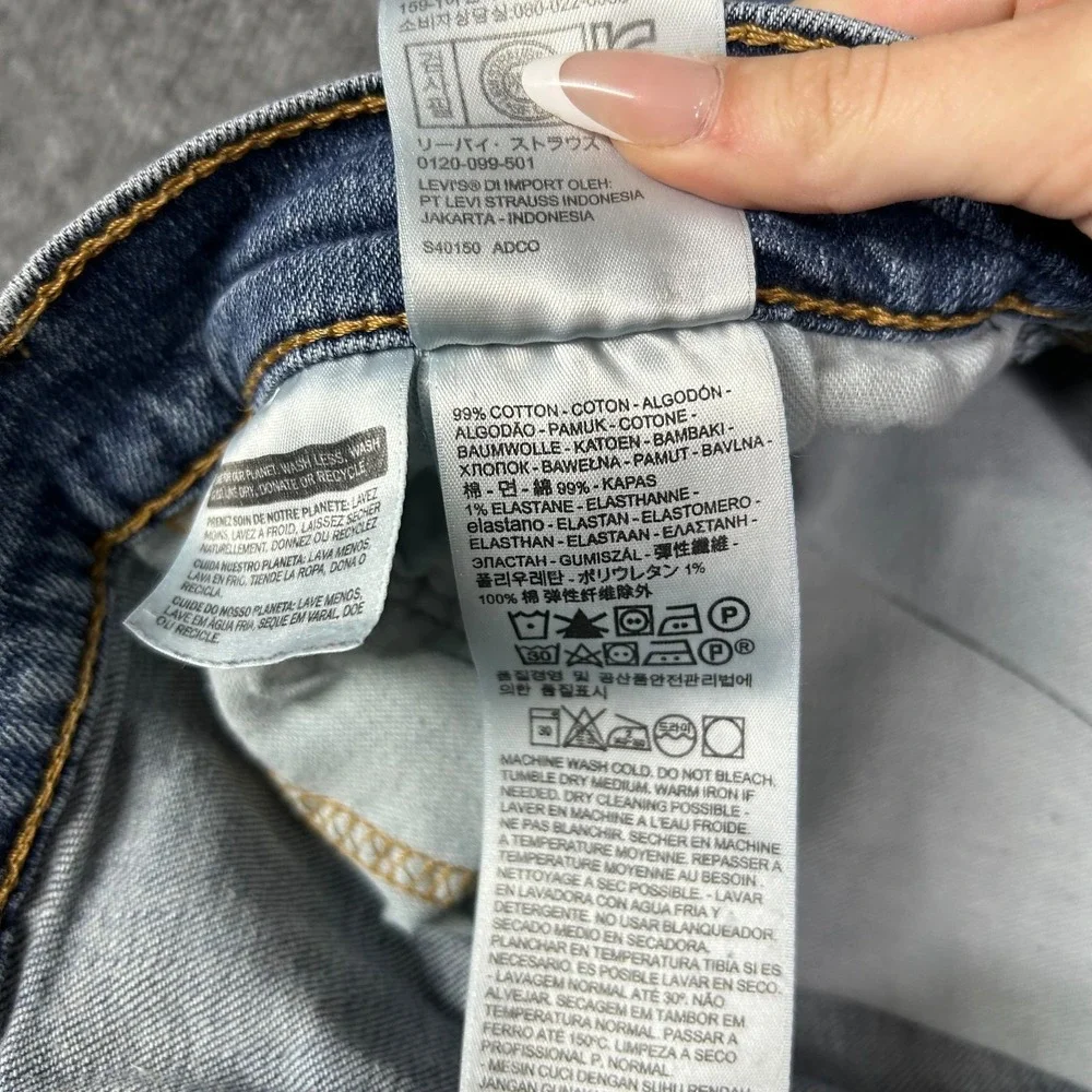Levi's 505 Jeans Men's Blue Denim Stretch High Rise Classic Straight Fit - 40X32